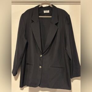 Alfred Dunner Charcoal Pinstripe Blazer